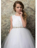 Lace Tulle Flower Girl Dress With Rhinestone Belt Lace Tulle Flower Girl Dress With Rhinestone Belt